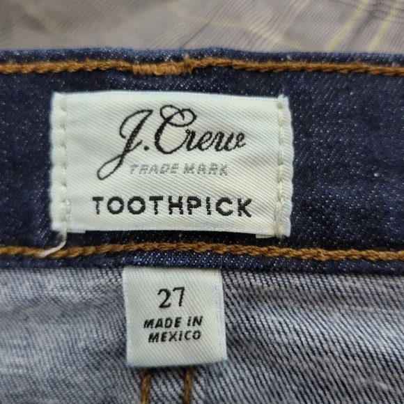 J. Crew Women's Toothpick Mid Rise Dark Wash Denim Blue Jeans Size 27 Casual - Picture 4 of 11
